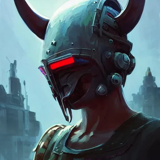 Image similar to cyberpunk viking helmet mask warrior goddess robot ninja fantasy, art gta 5 cover, official fanart behance hd artstation by jesper ejsing, by rhads, makoto shinkai and lois van baarle, ilya kuvshinov, ossdraws