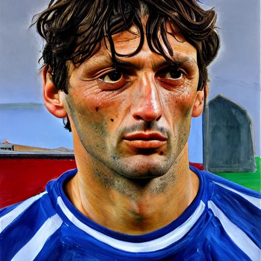 Image similar to high quality high detail painting by lucian freud, hd, portrait of paolo maldini