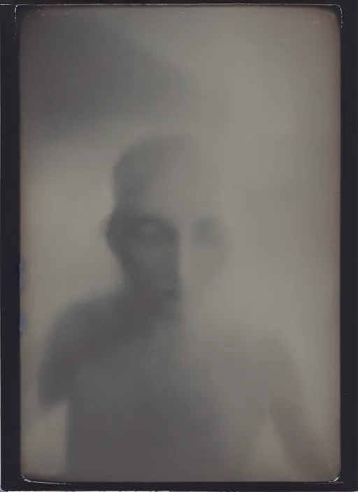 Prompt: photograph of a pale ghost, flash polaroid, by george hurrell, hazy light rays, golden hour