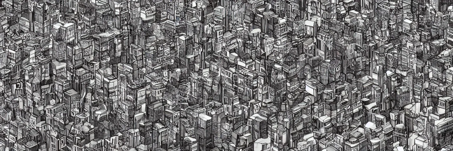 Image similar to high detail digital art of a huge bustling city