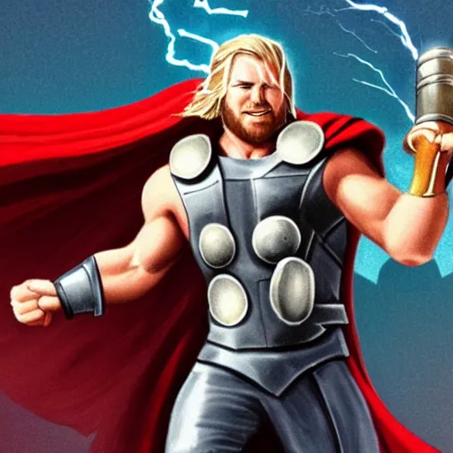 Prompt: a thor illustration with ligthning