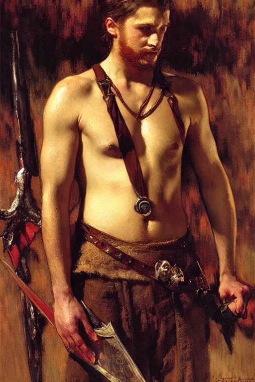 Image similar to attractive male, game of thrones, painting by gaston bussiere, craig mullins, j. c. leyendecker, edgar degas