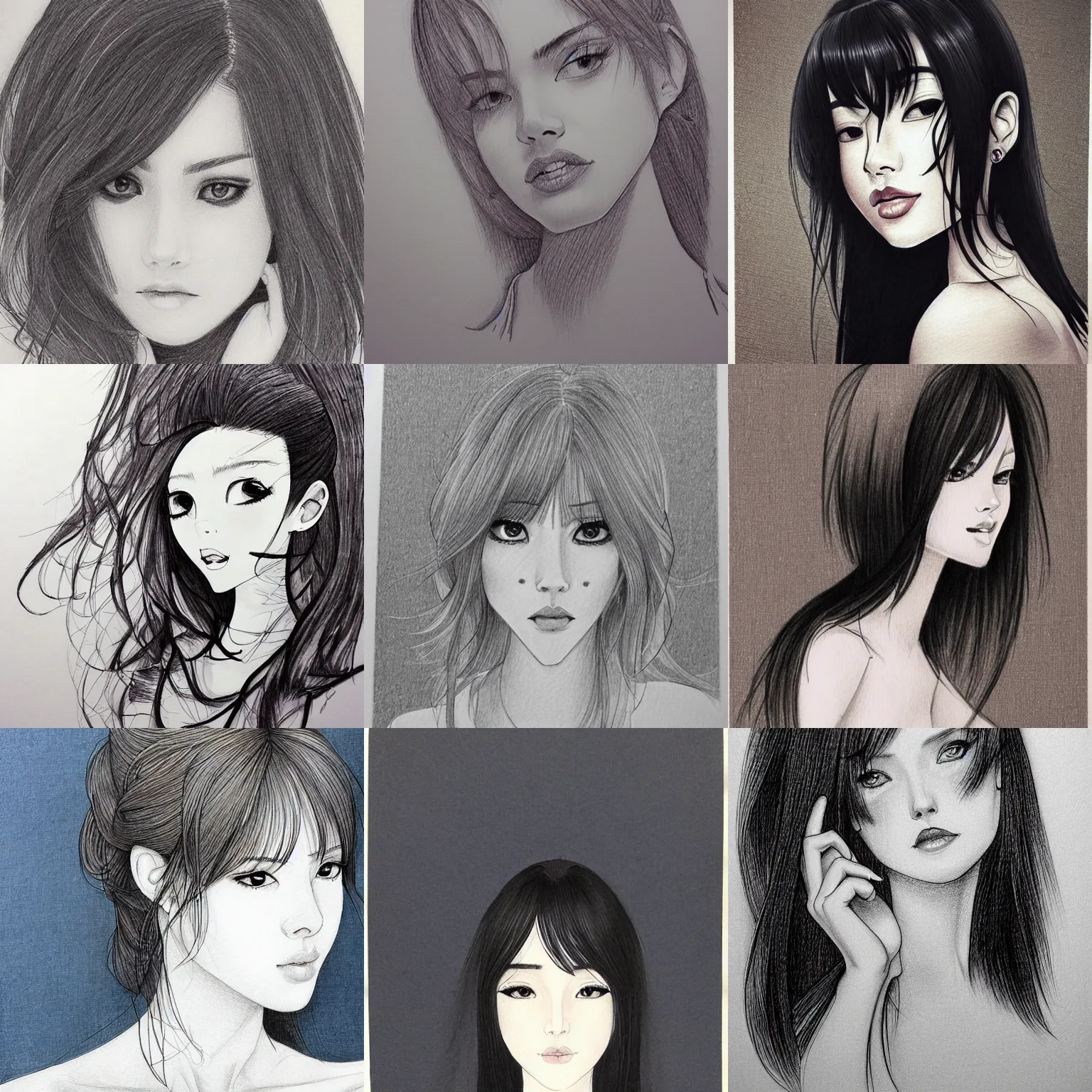 Prompt: beautiful woman portrait, by hoshino drawing tv