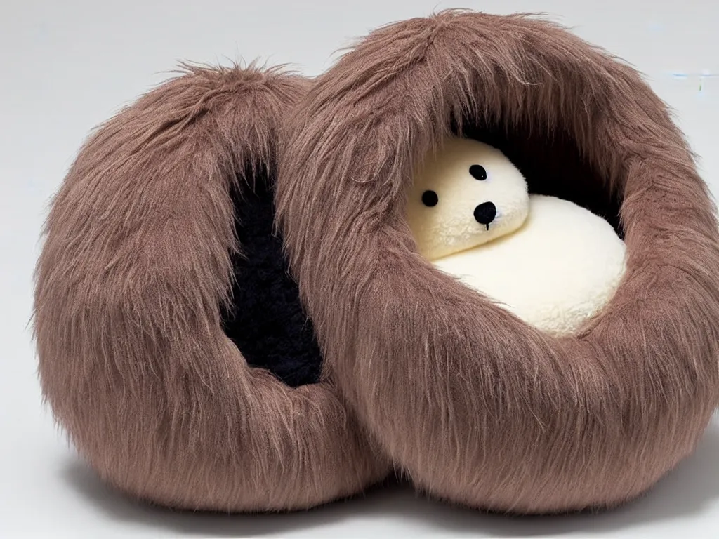 Prompt: a fuzzy plush round critter, product photo