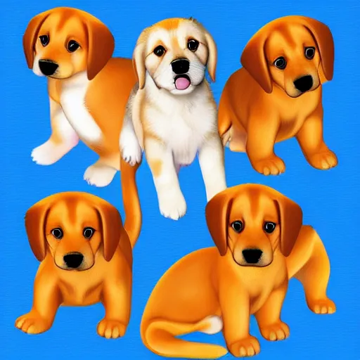 Image similar to a bunch of puppies, cute, photorealistic