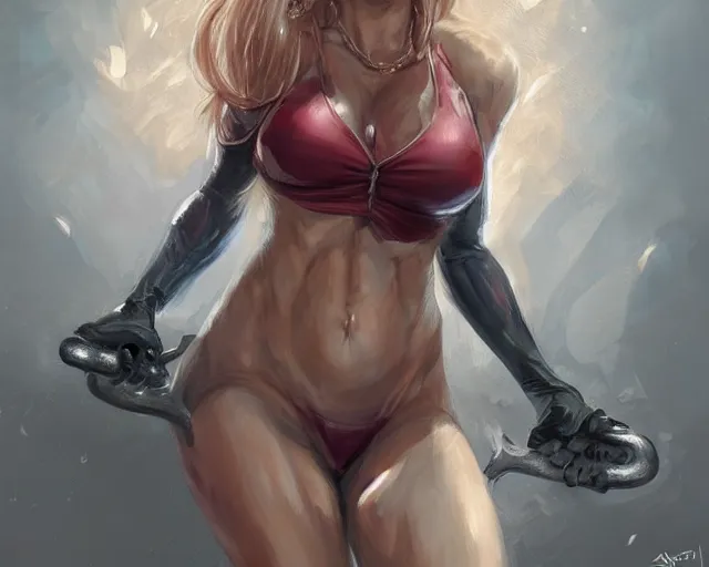 Prompt: portrait of samus aran as a beautiful female bodybuilder witch with plump lips, elegant, fantasy, hd shot, digital portrait, beautiful, artstation, comic style, by artgerm, guy denning, jakub rozalski, magali villeneuve and charlie bowater