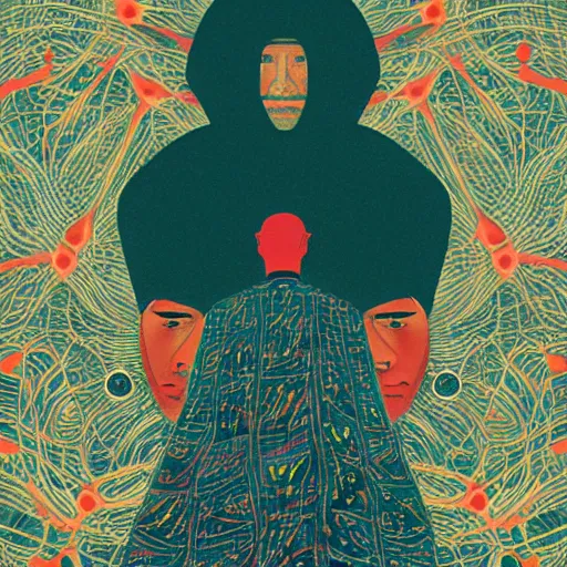 Image similar to syndrom of the imposter, by victo ngai, artgem and studio muto