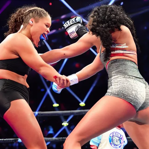 Prompt: singer alicia keys beats up ronda rousey