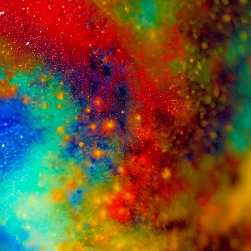Prompt: Liminal space in outer space, paint texture macro photography, extreme close up