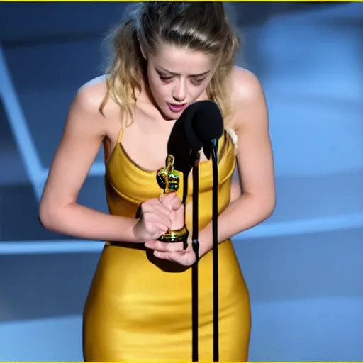 Prompt: Amber Heard crying while accepting the Academy Award for Worst Actress -4