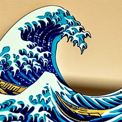 Image similar to a d&d miniature of a marble statue of The Great Wave off Kanagawa, 3D, sculpture