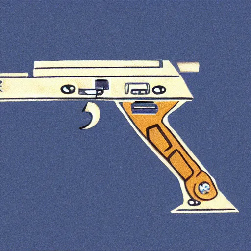 Image similar to Concept art of a space pirate pistol