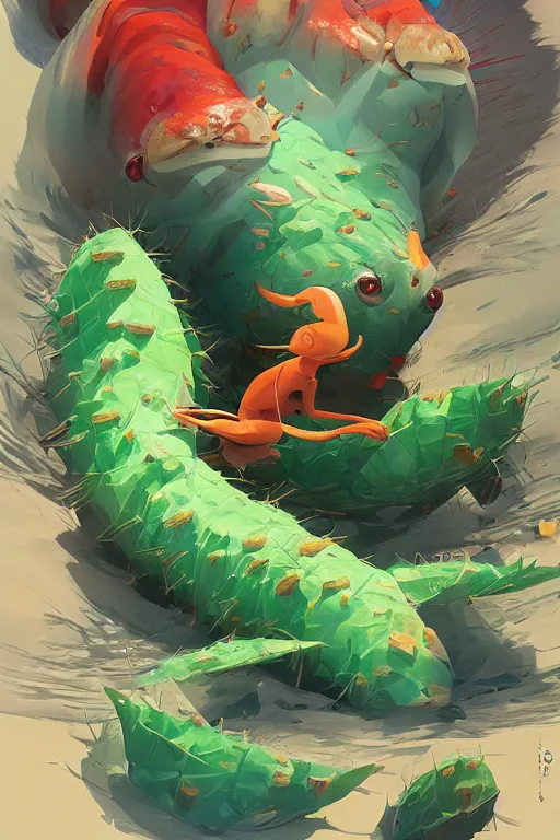 Image similar to 3 d render creature animal sushi cristal very big eye roots cactus elemental flush of force nature micro world fluo fishscale, comics gta 5 cover, official fanart behance hd artstation by jesper ejsing, by rhads, makoto shinkai and lois van baarle, ilya kuvshinov, ossdraws