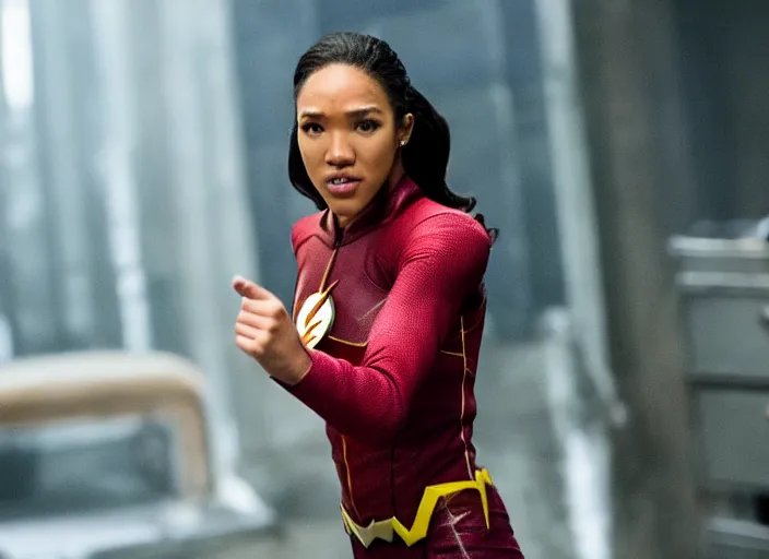 Image similar to film still of candice patton as the flash in the new flash movie, 4 k