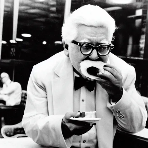 Image similar to colonel sanders eating at macdonalds