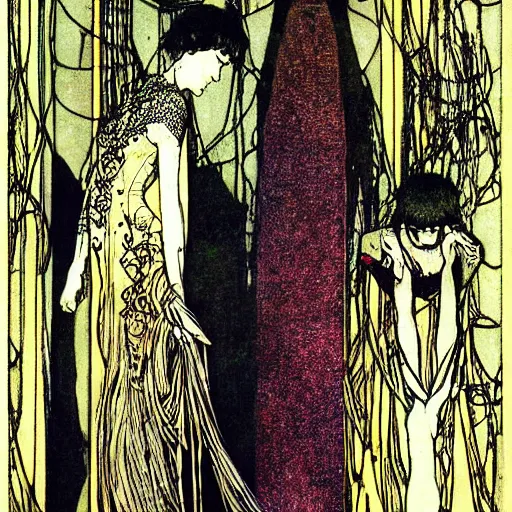 Prompt: Serial experiments lain by Harry Clarke