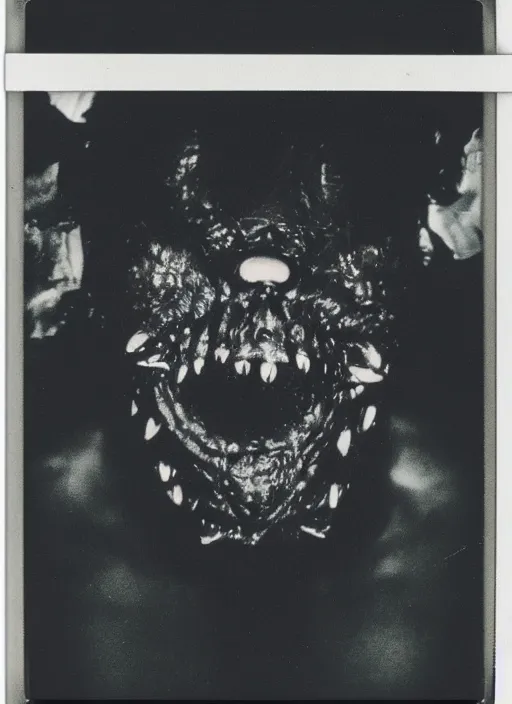 Image similar to vintage polaroid of a nightmarish mutated creature, studio lighting, from a 1 9 8 0 s japanese horror movie by chris cunningham