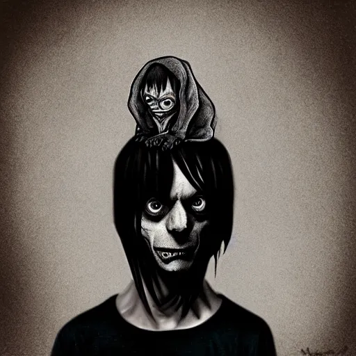 Prompt: photo portrait of gollum as an emo kid