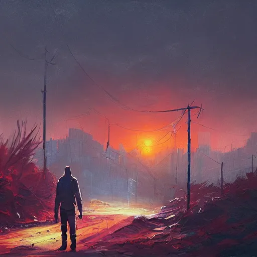 Image similar to post apocalyptic wasteland, smooth, dreary, oil painting, beautifully detailed, trending on artstation, by alena aenami