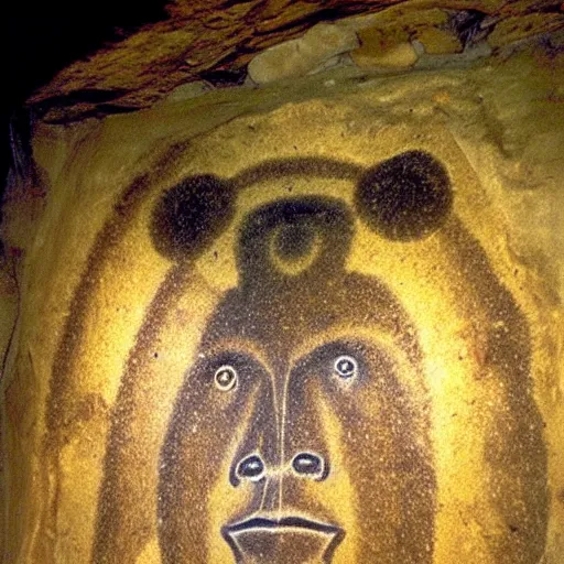 Image similar to portrait of god bear, chauvet cave art