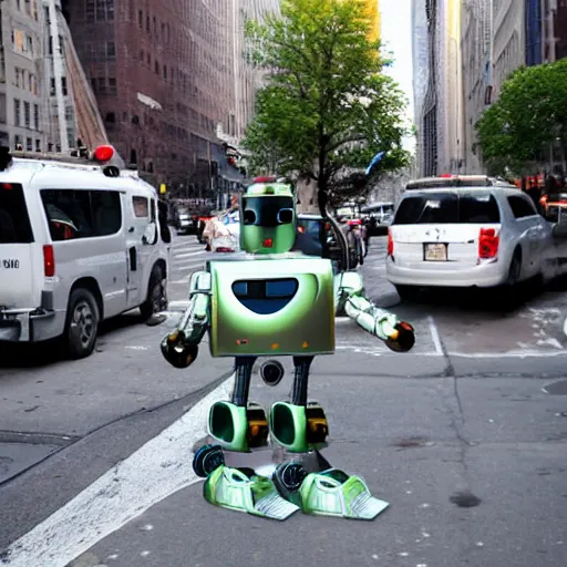 Image similar to I Robot robots in the streets of New York City