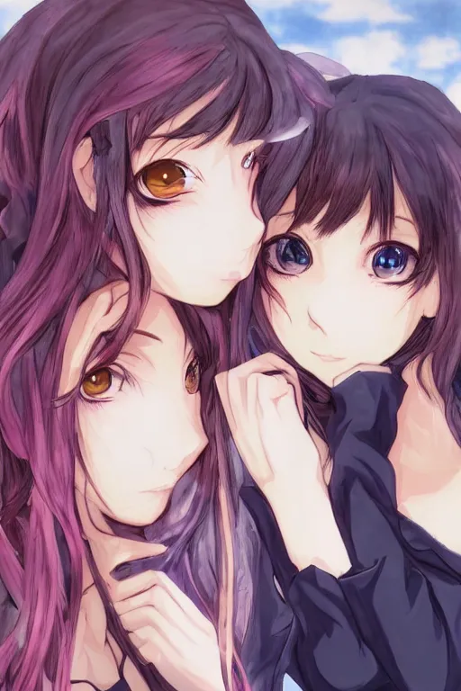 Image similar to two beautiful female idols standing angry face to face, detailed anime art