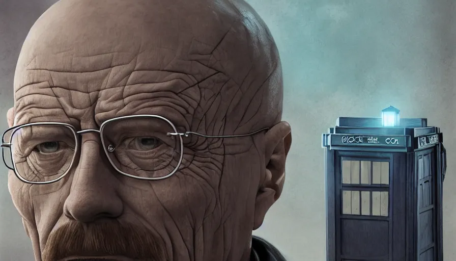 Prompt: Walter White as Doctor Who, hyperdetailed, artstation, cgsociety, 8k