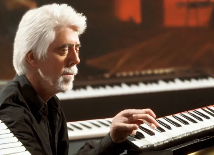 Prompt: michael mcdonald playing keyboard, movie still, from the new gremlins movie, 8 k, realistic