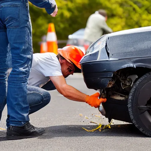 Image similar to a car battery crushed a man