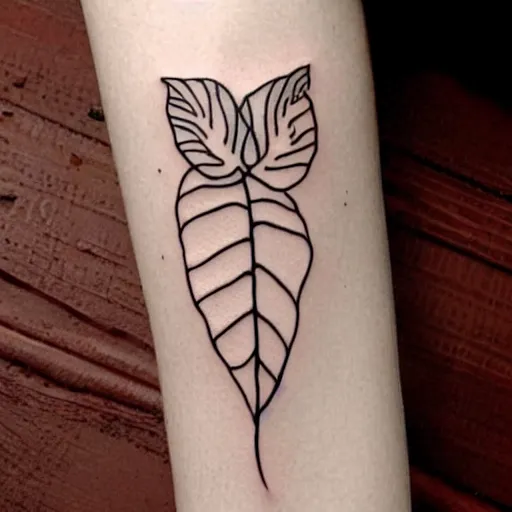 Image similar to thin lines, minimalist and simple tattoo stencil of a monstera deliciosa leaf, intricate lines, elegant