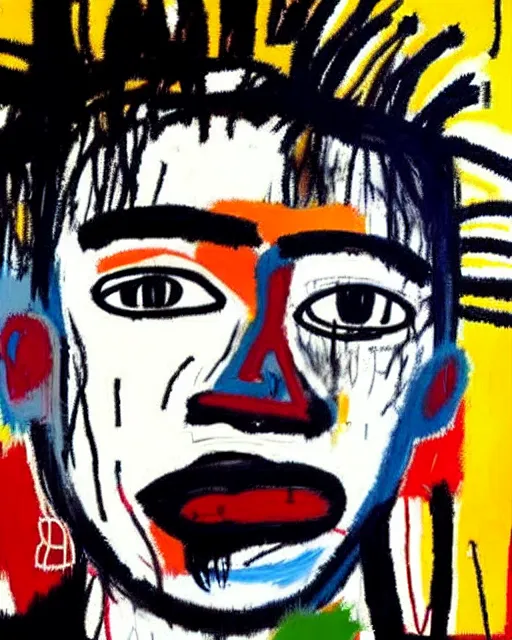 Image similar to stunning realistic portrait by jean - michel basquiat