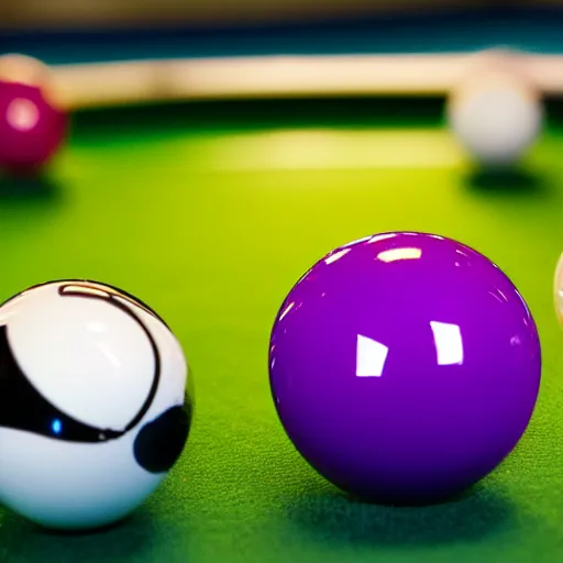 Image similar to a close - up shot of an 8 ball sitting on a pool table, digital art, highly detailed, realistic, bright colors, 8 k