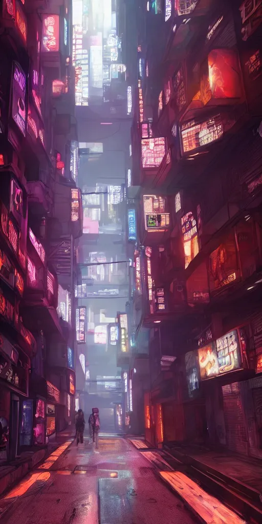 Image similar to cyberpunk alley from blade runner 2 0 4 9 drawn by jack kirby, 8 k, raytracing, unreal engine 5,