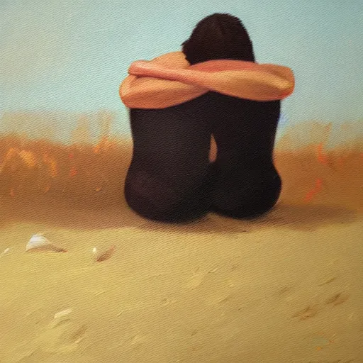 Prompt: oil painting of loneliness