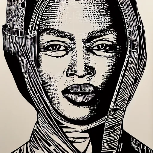 Image similar to south african, linocut art, modern, trending vogue, design hero, hyper realistic,