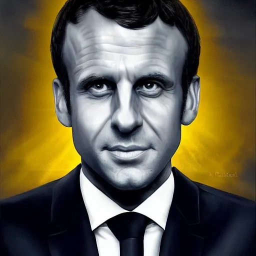 Prompt: digital art portrait of emmanuel macron with robot ears falling in the sun, 4k, sharp focus, Andreas Rocha