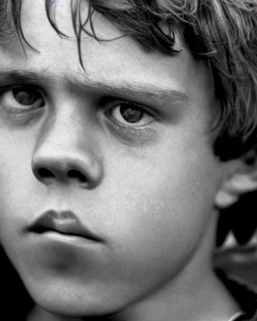 Image similar to very low angle high quality hyper realistic portrait of young mark hamill portraying young luke skywalker, dark dramatic lighting, portrait realistic and insanely detailed, great composition, 8 k