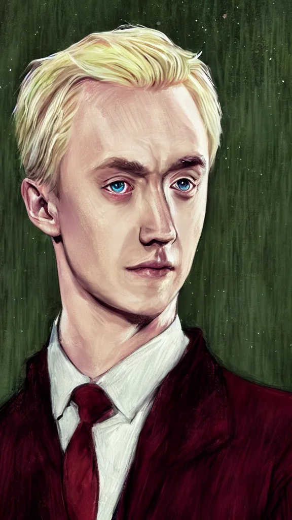 Image similar to a close - up portrait of draco malfoy, attending the yule ball. beautiful painting by jim kay. color harmony, 8 k detail, gallery quality, hd wallpaper, premium prints available, hyper - detailed, intricate design.