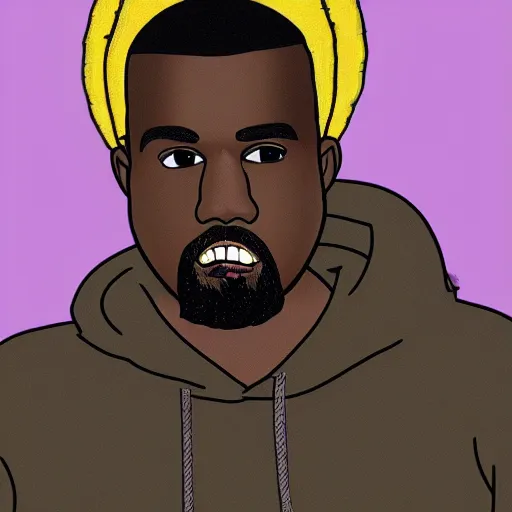 Prompt: kanye west cartoon by matt groening