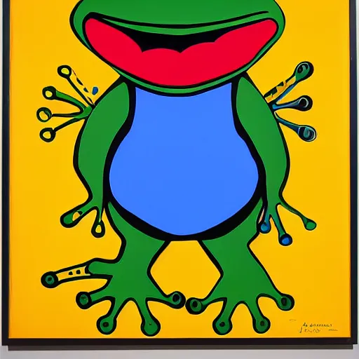 Prompt: a frog, pop art style, by Jasper Johns