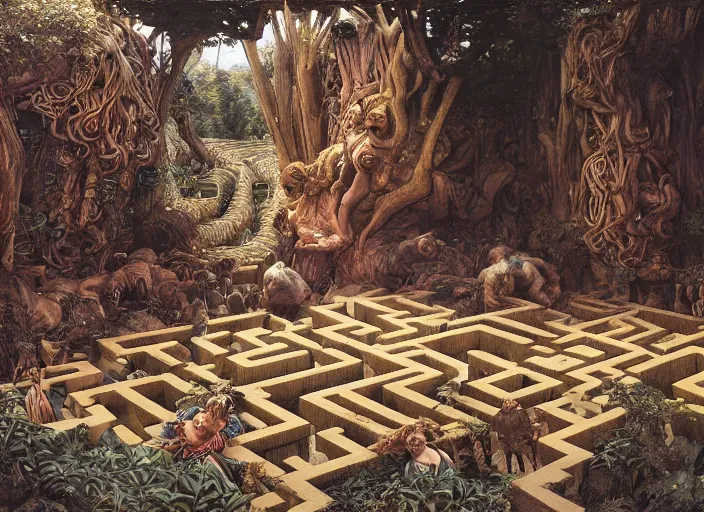 Image similar to jim henson's labyrinth maze by edgar maxence and caravaggio and michael whelan and delacroix style, artistic, intricate painting, cinematic lighting, hyper realistic, extremely detailed, establishing shot, 8 k resolution, dramatic lighting