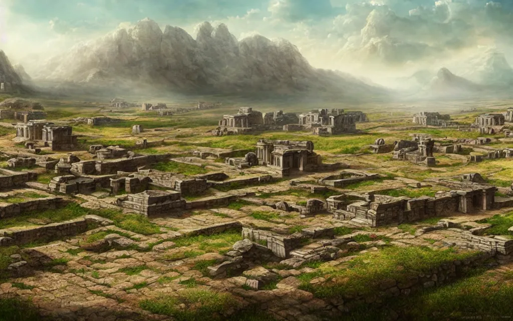 Prompt: ancient city in the open eurasian steppes, beautiful spring view, matte painting, highly detailed, sharp