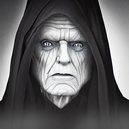 Image similar to Emperor Palpatine posing from LinkedIn profile picture, professional headshot