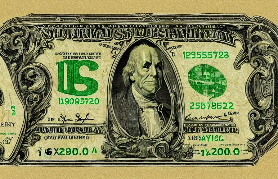 Image similar to dollar bill from xix century, shinplasters design, highly detailed, digital painting, artstation, concept art, illustration, art by Artgerm, Grafit Studio, and Greg Rutkowski and Craig Mullins