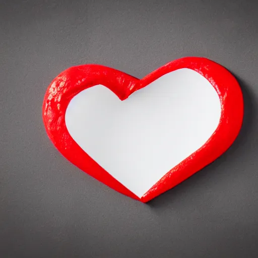 Image similar to 3d render of a badly formed red putty heart shape in the middle of a gray sheet of paper