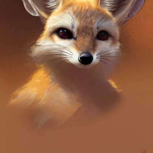 Image similar to matte painting of a fennec with bunny ears, close portrait, super detailed, 8 k hdr, by greg rutkowski, trending on artstation, pastel colors, soft colors, low contrast