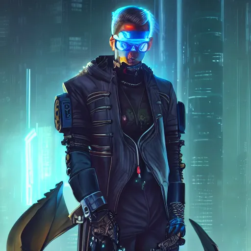 Prompt: Cyberpunk dude, by Sam Hogg