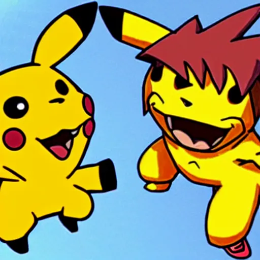 Prompt: newgrounds animation terribly drawn pikachu vs goku from early 2 0 0 0 s