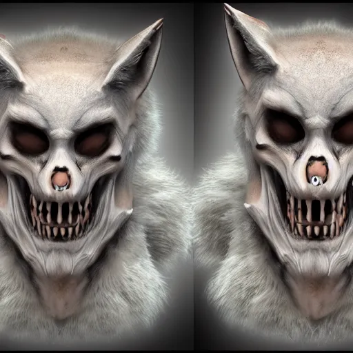 Image similar to highly detailed render of a man wearing a skull fox mask, vray render, unreal engine, highly detailed faces, thin body,