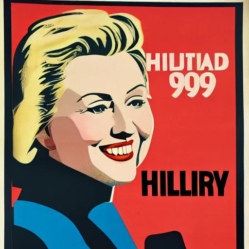 Prompt: Hilary Clinton 1940s propaganda poster